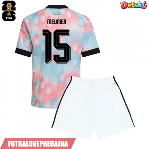 Lacne Dětský Futbalové dres Belgicko Thomas Meunier #15 MS 2026 Krátky Rukáv - Preč (+ trenírky)
